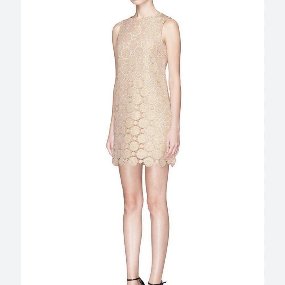 ALICE + OLIVIA•New! metallic gold Clyde a-line shift sleeveless dress 4 NWT - Picture 3 of 4